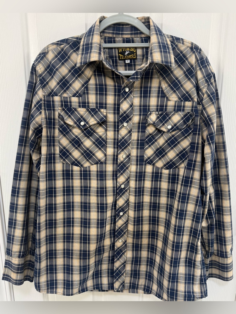 Men's Wyoming Traders  Navy and Cream Plaid Western Shirt